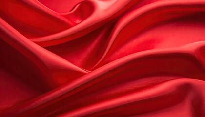 Close-up of vibrant, flowing red fabric with soft folds and subtle highlights