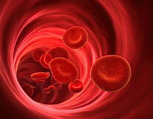 Microscopic view showcasing numerous, round red blood cells in a vessel