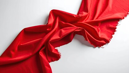 Vivid red textile draped elegantly on a bright white surface, with soft folds