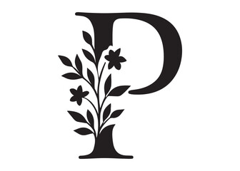 floral letter monogram logo silhouette vector, letter logo design silhouette vector illustration, monogram botanical alphabet silhouette vector, floral alphabet letter a to z logo silhouettes vector 