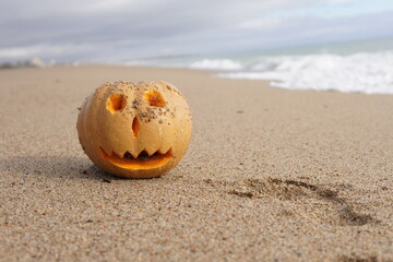 Halloween Pumpkin at the beach