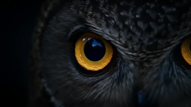 Close-up of Owl Eye Reflecting Nature's Beauty
