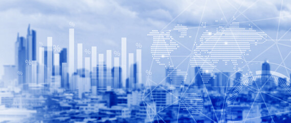 Business and Financial technology backgrounds. financial or business concept, analyzing sales data and financial growth graph chart report, Business planning