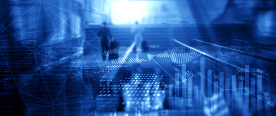 Business and Financial technology backgrounds. financial or business concept, analyzing sales data and financial growth graph chart report, Business planning