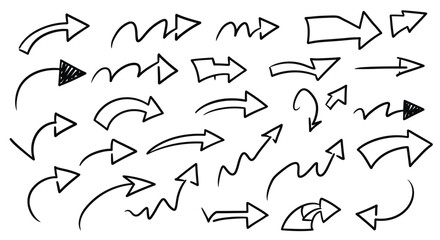 Hand-Drawn Arrow Set, Doodle Style Vector Illustration