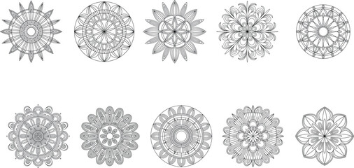 PrintAbstract Mandala Line Art Coloring Pages | Geometric & Floral Designs for Relaxation