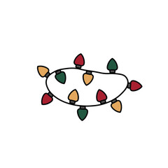 Flat design christmas lights vector icon for holiday garland decoration.