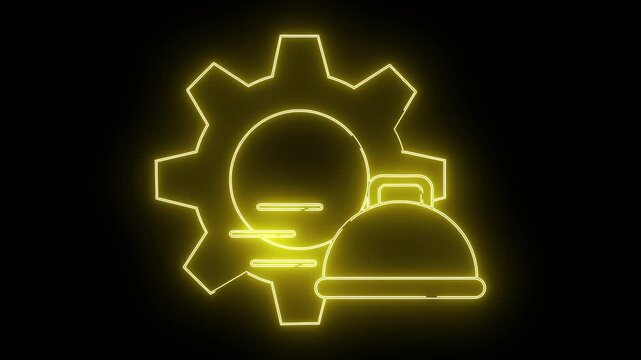 animated gear icon and fast food close icon