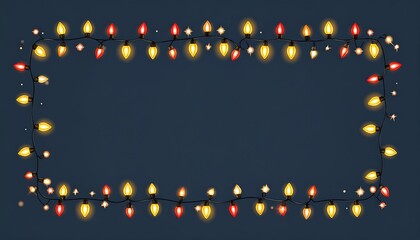 Christmas lights border on dark background