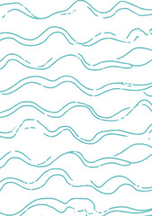 Fototapeta premium Soft teal wavy lines on white — gentle, rhythmic, and abstract, evoking calmness, fluidity, or oceanic motion in a clean, modern design style.