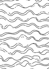 Minimalist black wavy lines on white — simple, rhythmic, and abstract, evoking water, motion, or organic flow in a clean, modern design style.