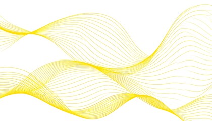 A minimalist digital illustration featuring flowing, undulating lines in a vibrant yellow hue, set against a clean white background