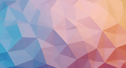 Obraz premium Abstract low-poly geometric background with a vibrant gradient of blue, purple, pink, and orange colors.