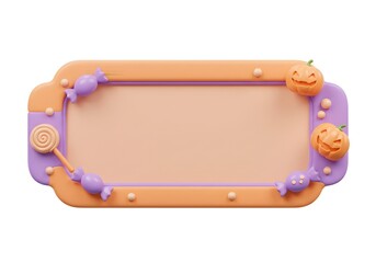  Cute pastel Halloween frame with pumpkins and ghosts creating a sweet kawaii design perfect for children's party invitations