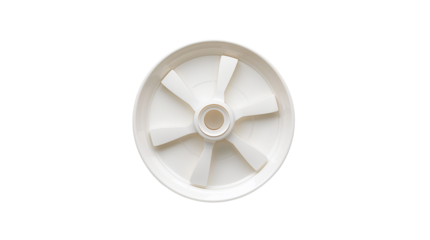 Plastic fan blade in white color on a neutral background  