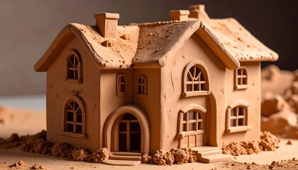 Detailed Clay Model of a House.
