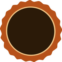 A retro circular brown and orange vintage badge with scalloped edges and a blank center, ideal for logo design, product labels, or promotional stickers.