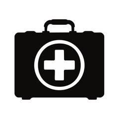 Obraz premium First aid kit red medical emergency box icon vector illustration