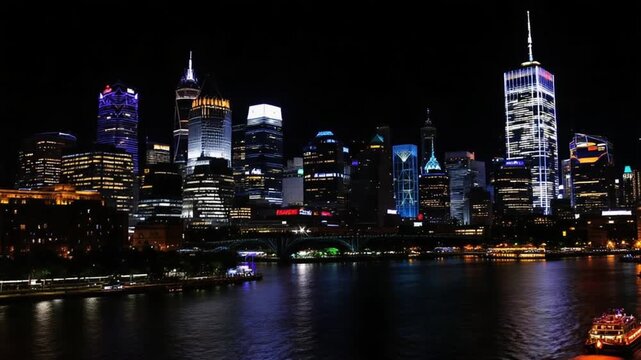 New York City Skyline at Night - A Stunning Urban Landscape.