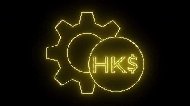 Neon gear  HKD currency symbol bright modern design
