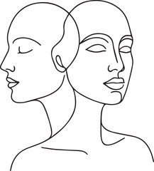 male and female face