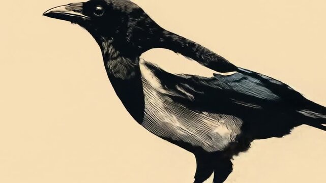 Detailed illustration of a magpie