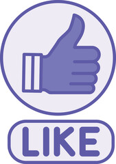 Colored Like Icon. Vector Illustration. Social Media Button for Expressing Like or Approval of Content. Virtual Gesture of Support, Thumbs Up. Feedback Concept