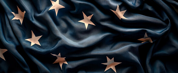 AI Generated - American flag with gold stars on it, waving in the wind. Commercial illustration artwork for business applications. High-resolution. Premium quality. Professional grade. Detailed.