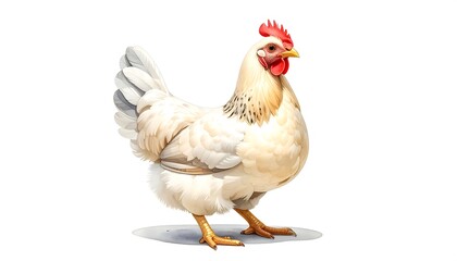 Fototapeta premium White Chicken Portrait, Farm Animal, Poultry, Domestic Bird, Close-up.