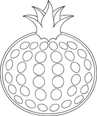 Simple line art pomegranate fruit drawing perfect for coloring pages educational content or creative design projects