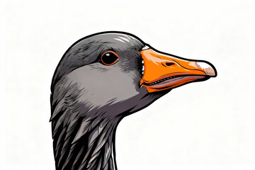 head greylag goose anser illustration