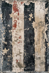 AI Generated - American flag painted on a wall with stars on it. Professional stock photography for commercial use. High-resolution. Premium quality. Professional grade. Detailed composition. Vibrant.