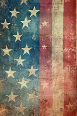 AI Generated - Old American flag on a grunge background. Professional stock photography for commercial use. High-resolution. Premium quality. Professional grade. Detailed composition. Vibrant colors.