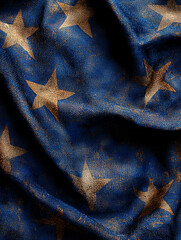 AI Generated - Close up of an American flag with gold stars on a blue background. Commercial illustration artwork for business applications. High-resolution. Premium quality. Professional grade.