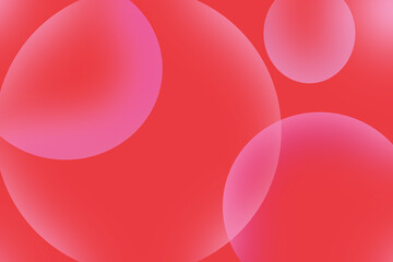 Abstract background with soft pink and red translucent spheres and bubbles
