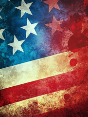 AI Generated - American flag with stars on a grunge background. Commercial illustration artwork for business applications. High-resolution. Premium quality. Professional grade. Detailed composition.