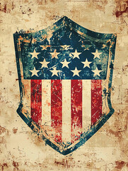 AI Generated - American flag on a grunge background, with the stars and stripes of the flag clearly visible. Commercial illustration artwork for business applications. High-resolution. Premium.