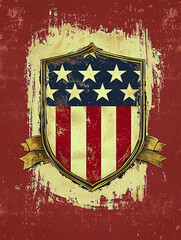 AI Generated - American flag on a red background with a grunge effect. Commercial illustration artwork for business applications. High-resolution. Premium quality. Professional grade. Detailed.