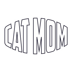 Cute white cat graphic on a black t shirt with cat mom text