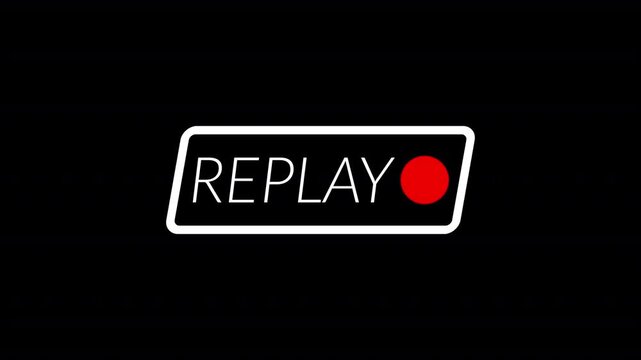 Replay button animation with black background, Replay icon Animation video for Live Streamers, action replay Animation icon and button with black background with alpha chanel 