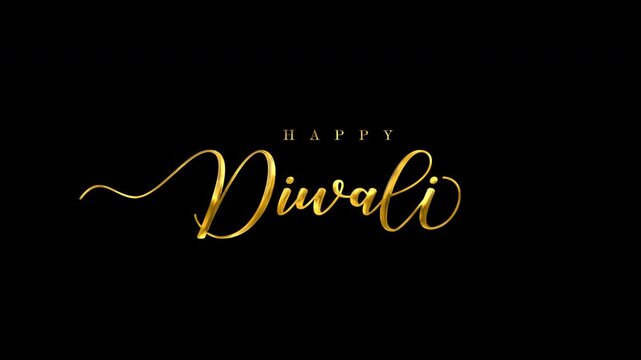 Golden cursive text saying happy diwali on a black background. Perfect for festive diwali greeting cards, social media posts, and presentations.