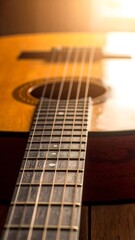 Fototapeta premium Close-up acoustic guitar neck