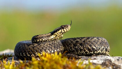 European Adder on Rocky Terrain.