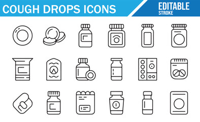 Vector Icons for Cough Medicine in Jars and Bottles, Editable Format