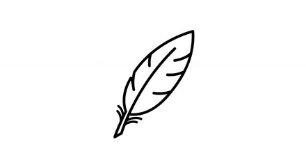 Simple black and white feather icon on white background