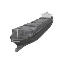 Halftone dotted illustration of a cargo ship isolated on white background, representing global trade, transportation, and maritime industry in retro pop art style
