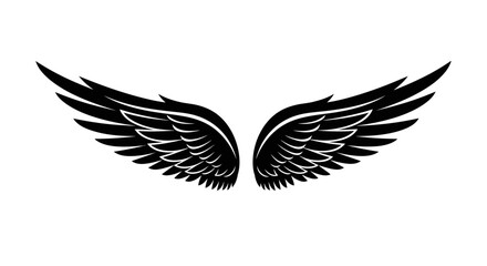 Black Angel Wings Symbol – Stylish Wing Tattoo & Icon Design