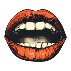 A red mouth with a white tongue and teeth for clipart collage