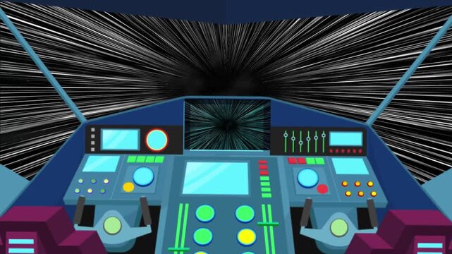 Autonomous Spaceship Cockpit View Warp Speed Cosmic Journey 4K