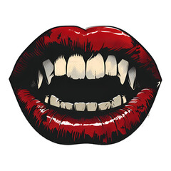 A red mouth with a white tongue and teeth for clipart collage